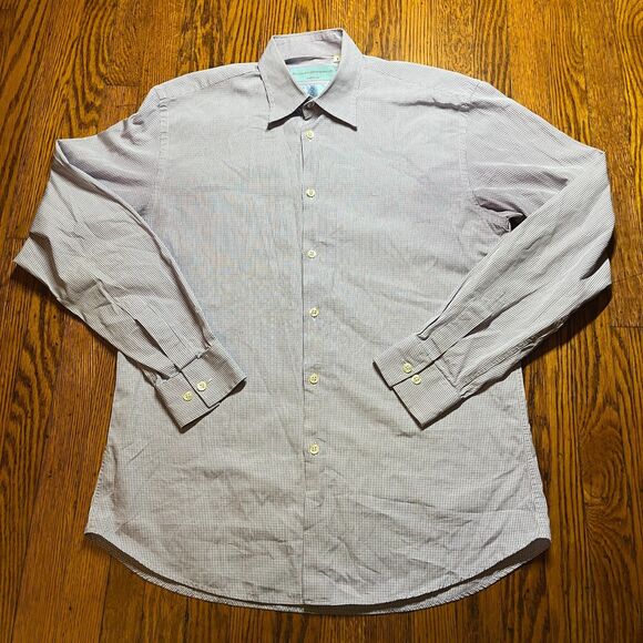 Alessandro Gherardeschi Men's L Purple Grid Check Button Up Shirt Made in Italy - Picture 1 of 8